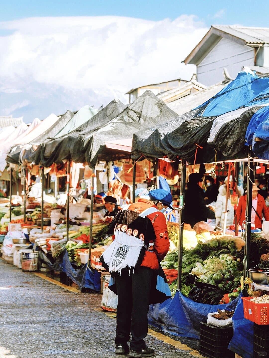 Yunnan Spring Markets — a market lane lined with produce stalls