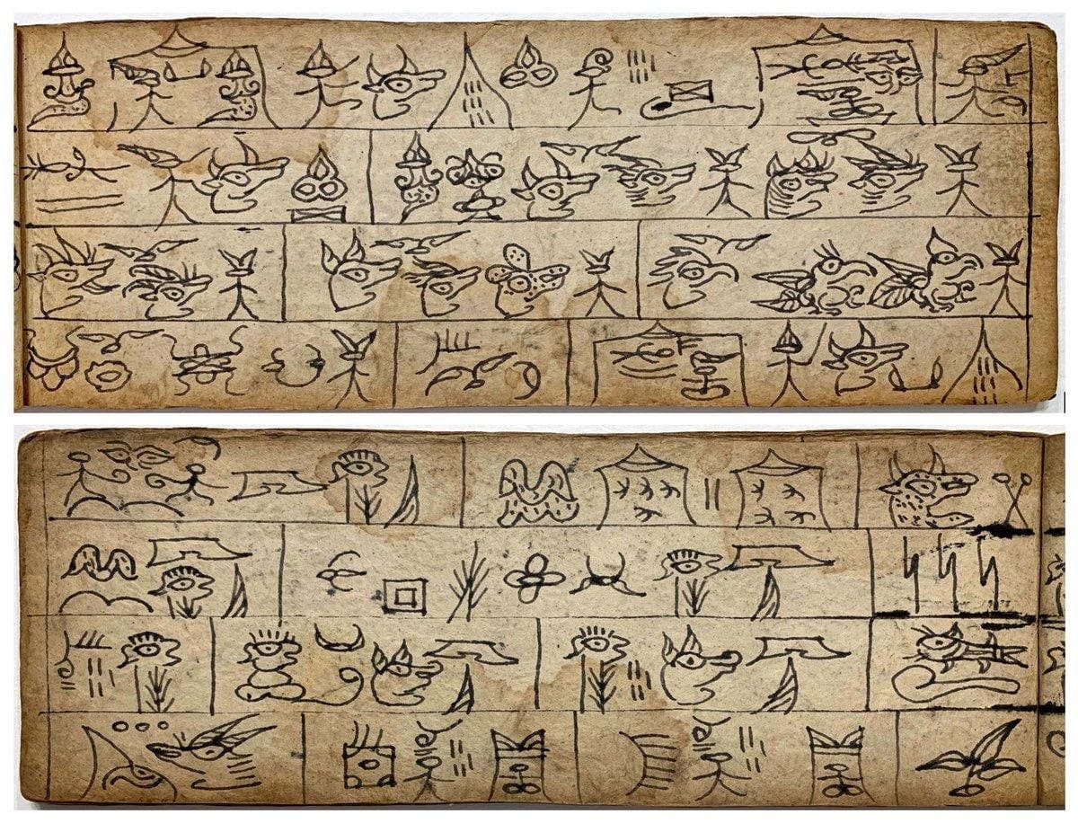 Ethnic Cultures of Yunnan — a page of Dongba pictographic script