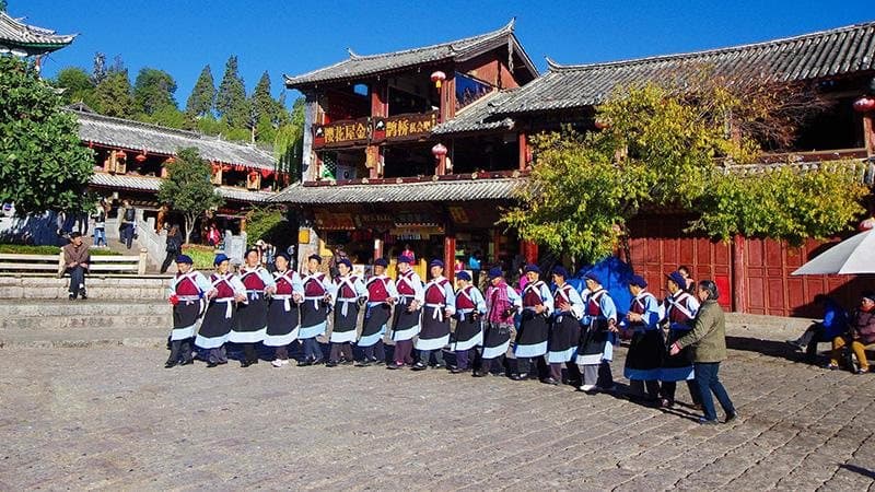 Ethnic Cultures of Yunnan — a Naxi cultural gathering in a courtyard
