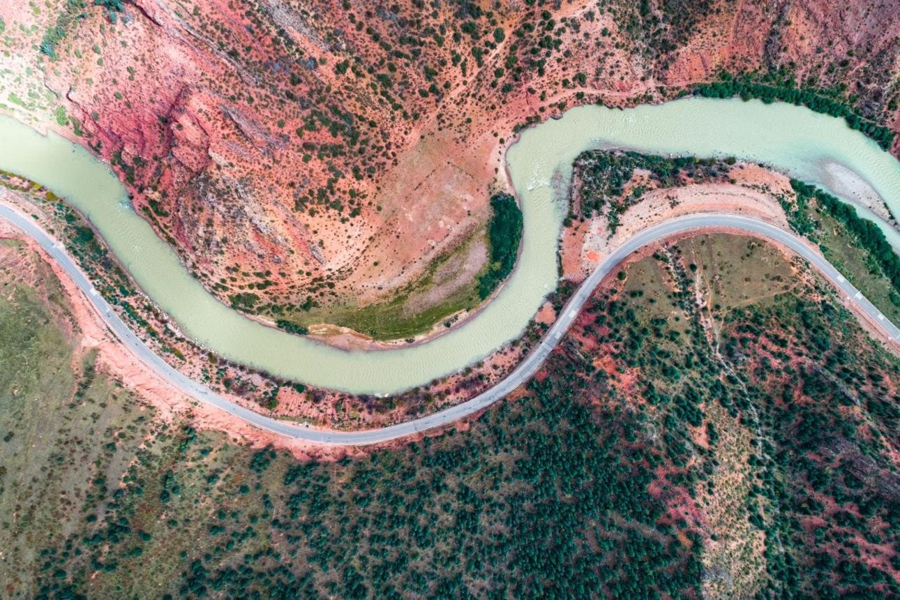 Nature and Wildlife of Yunnan — a winding river bend viewed from above