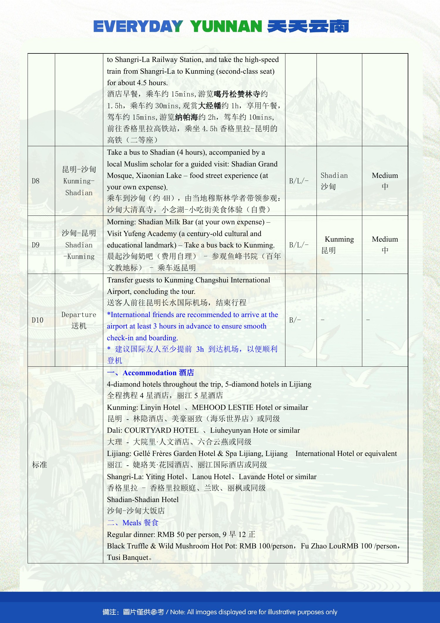 （Muslim-friendly ）10-Day Kunming, Dali, Lijiang, Shangri-La & Shadian  Tour - original brochure page 15 of 23