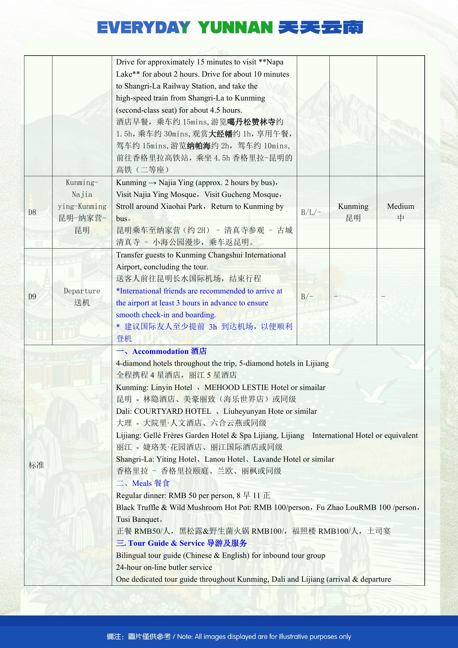 (Muslim-friendly )9-Day Kunming, Dali, Lijiang, Shangri-La & Najia Ying Tour - original brochure page 15 of 23